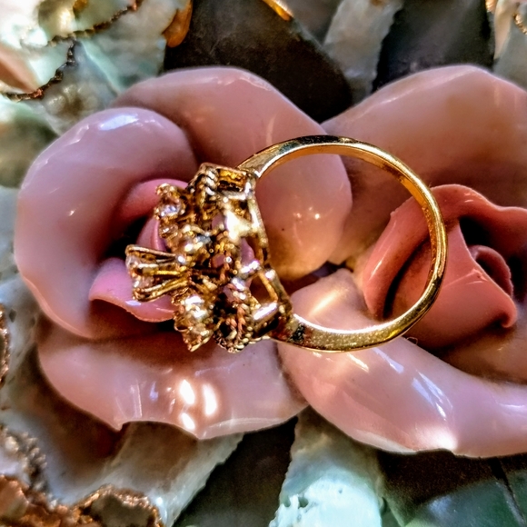 18 kt GOLD plated VINTAGE flower ring - Picture 6 of 7